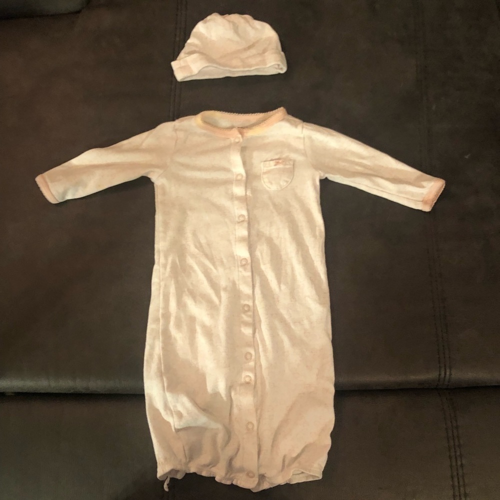 Size 6 Month Convertible Gown to Sleeper & Hat